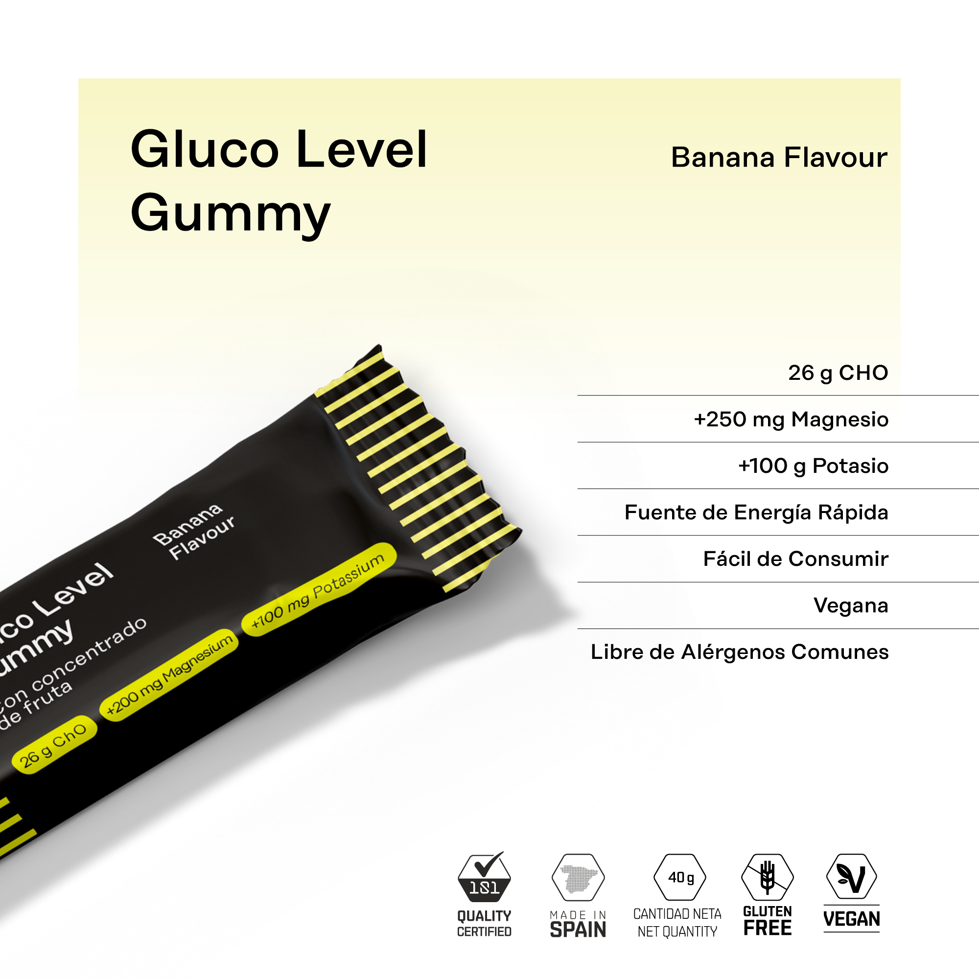Pack 30 ud. GLUCO LEVEL GUMMY - sabor Banana 40 g