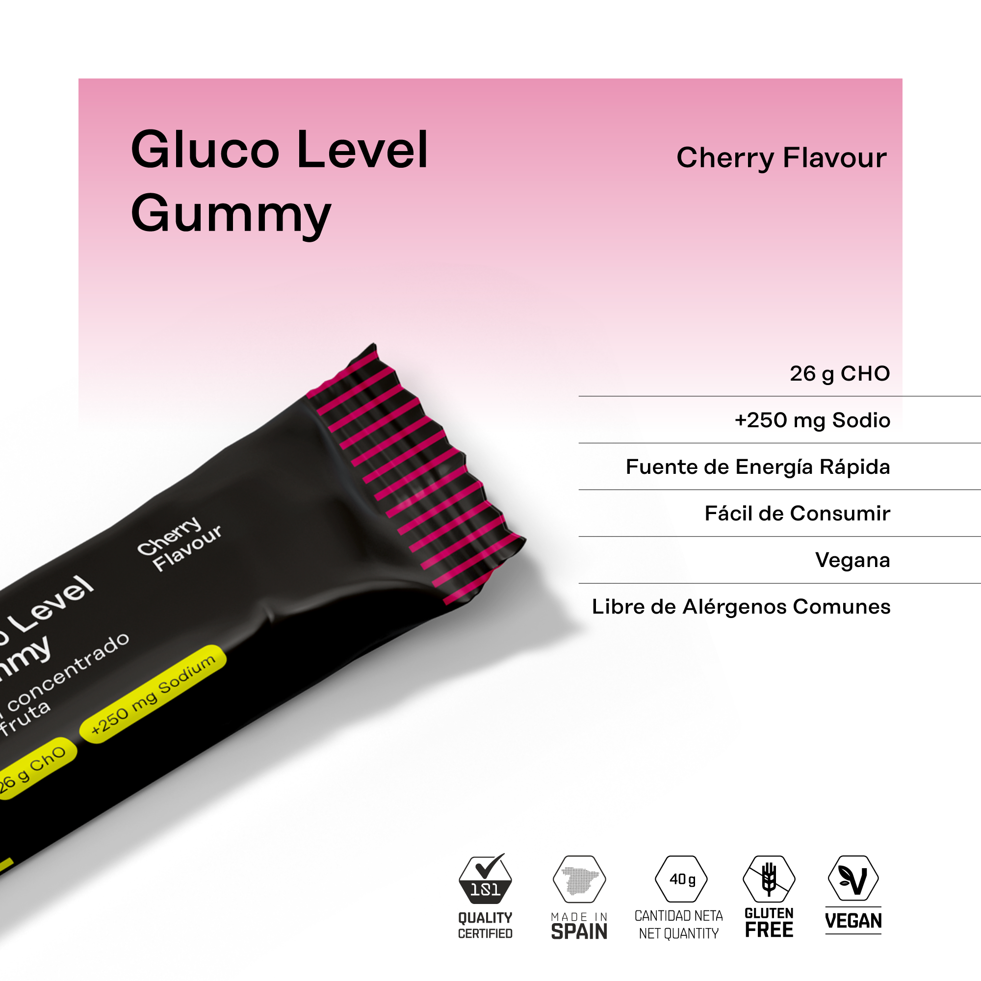 GLUCO LEVEL GUMMY - sabor Cherry 40 g