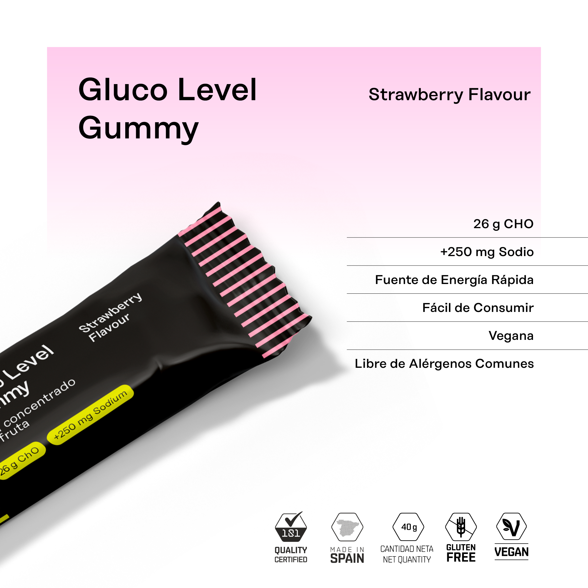 GLUCO LEVEL GUMMY - sabor Strawberry 40 g