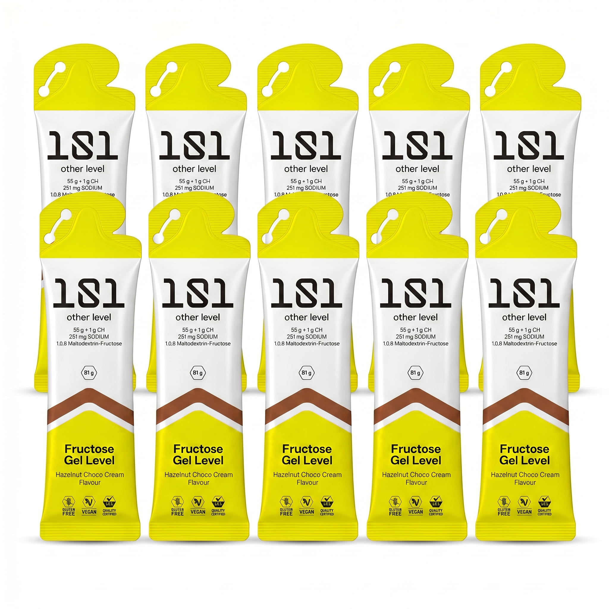 Pack 10 ud. FRUCTOSE GEL LEVEL - sabor Crema de Chocolate 81 g