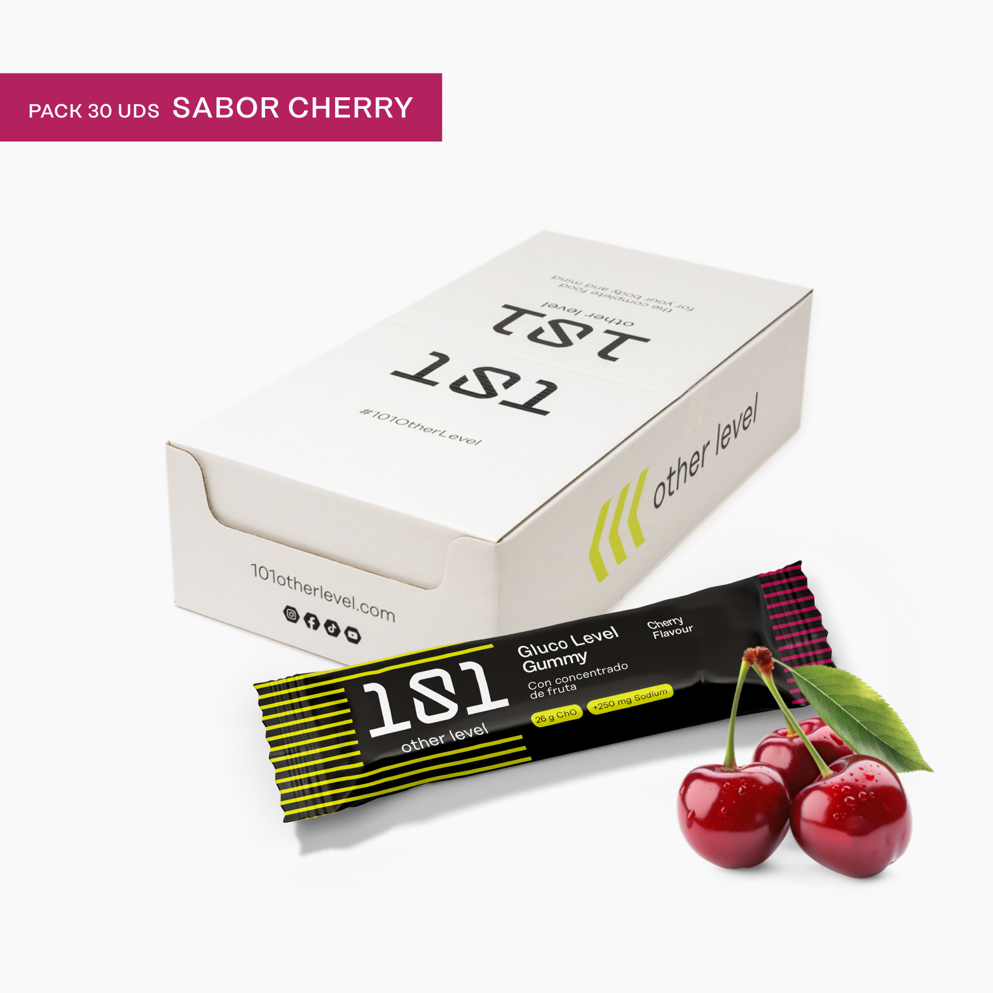 Pack 30 ud. GLUCO LEVEL GUMMY - sabor Cherry 40 g