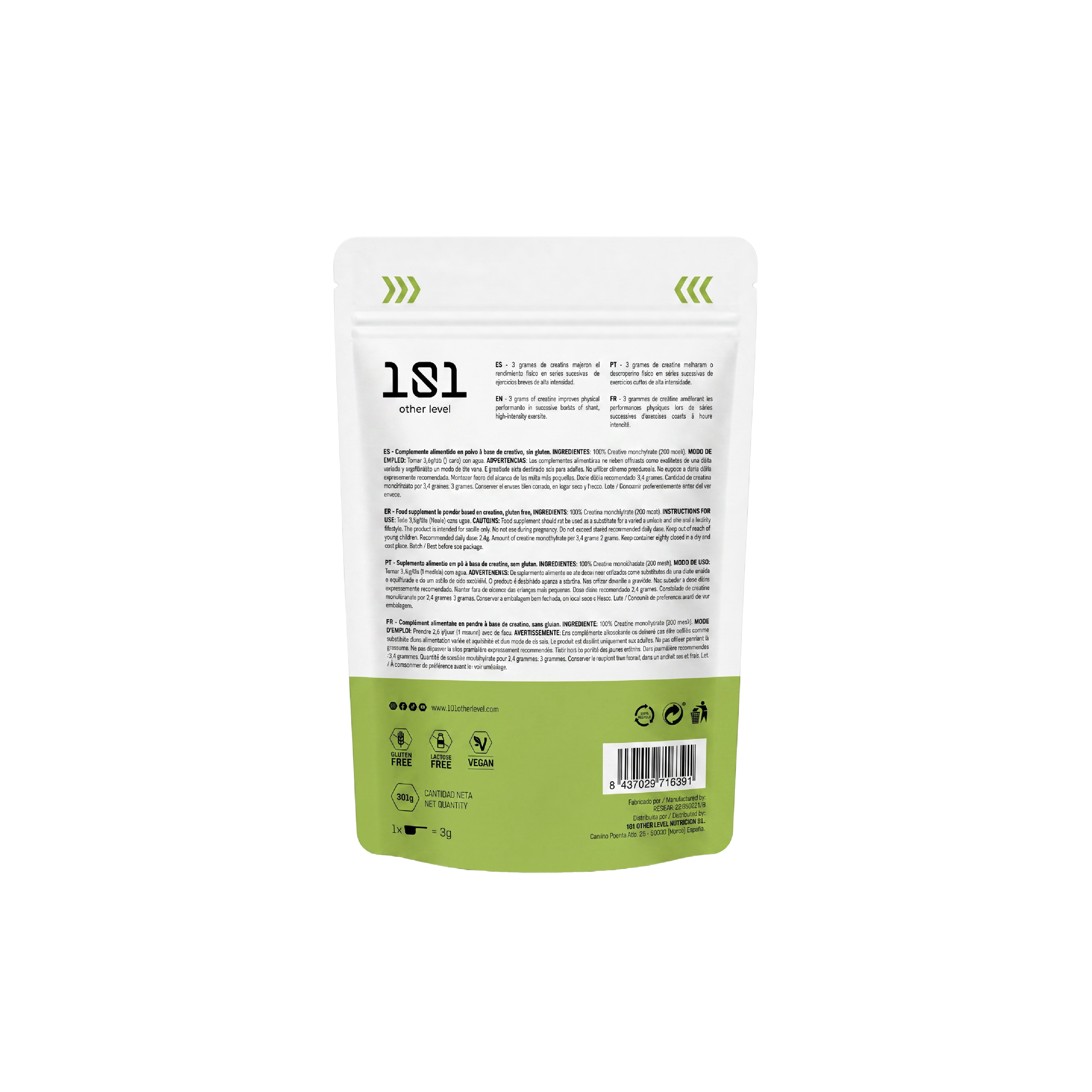 CREATINE LEVEL Monohidrato - 301 g