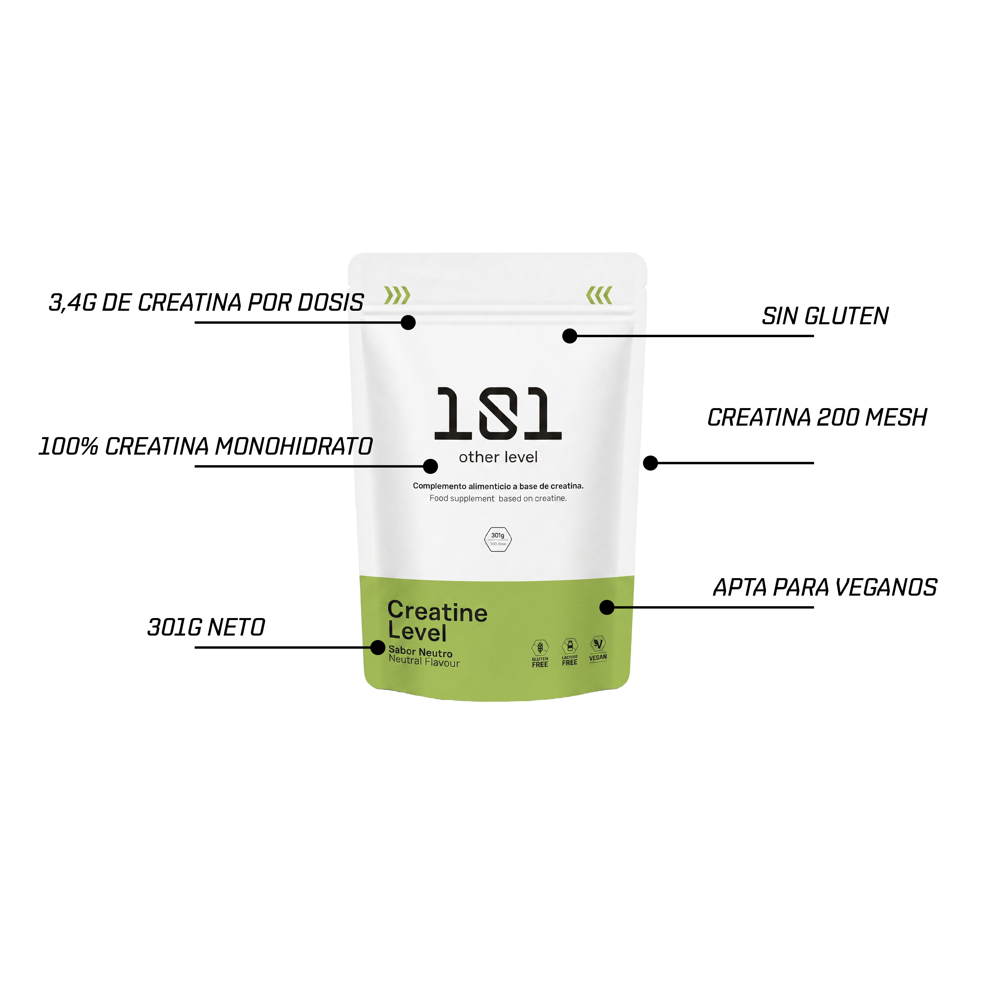 CREATINE LEVEL Monohidrato - 301 g