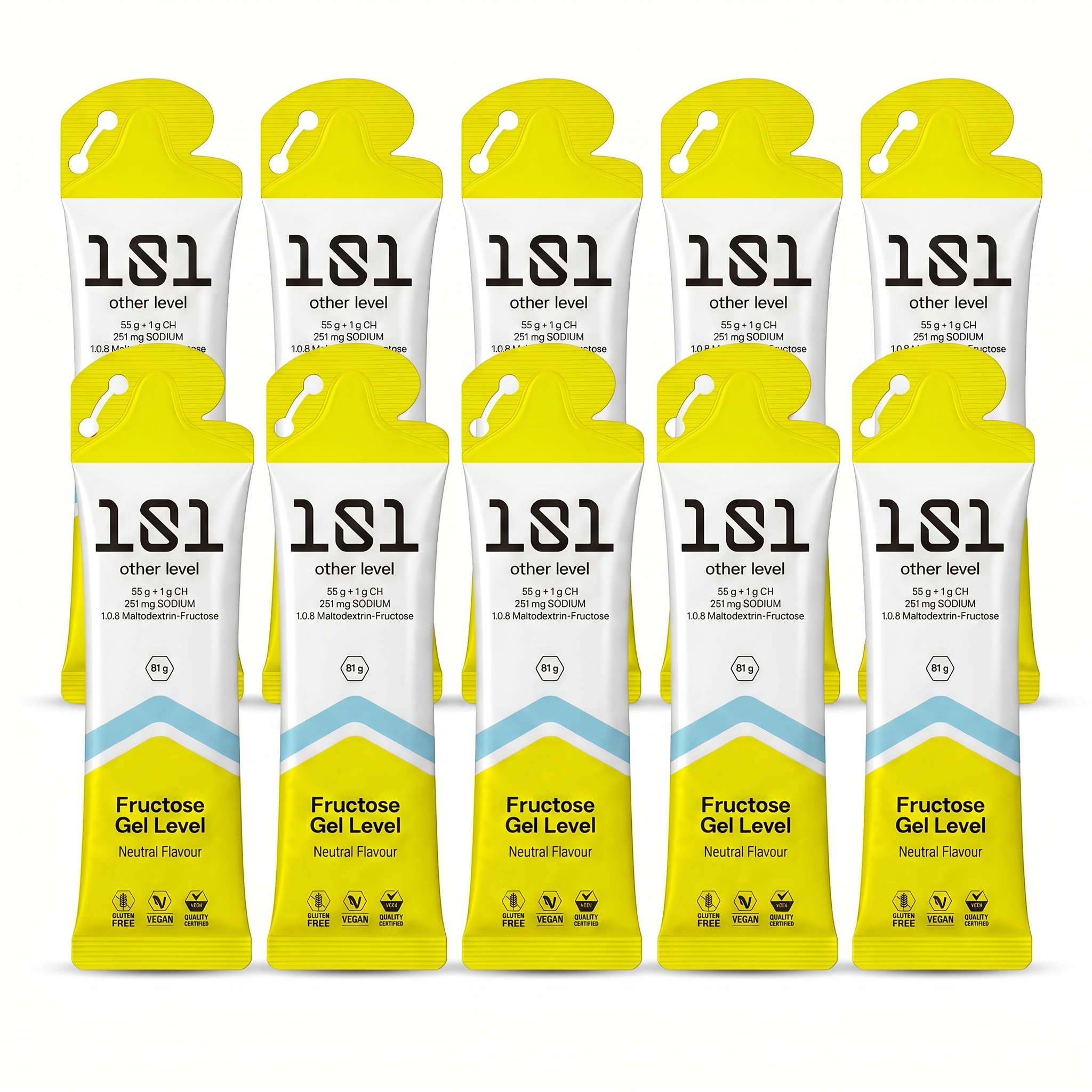 Pack 10 ud. FRUCTOSE GEL LEVEL - sabor Neutro 81 g