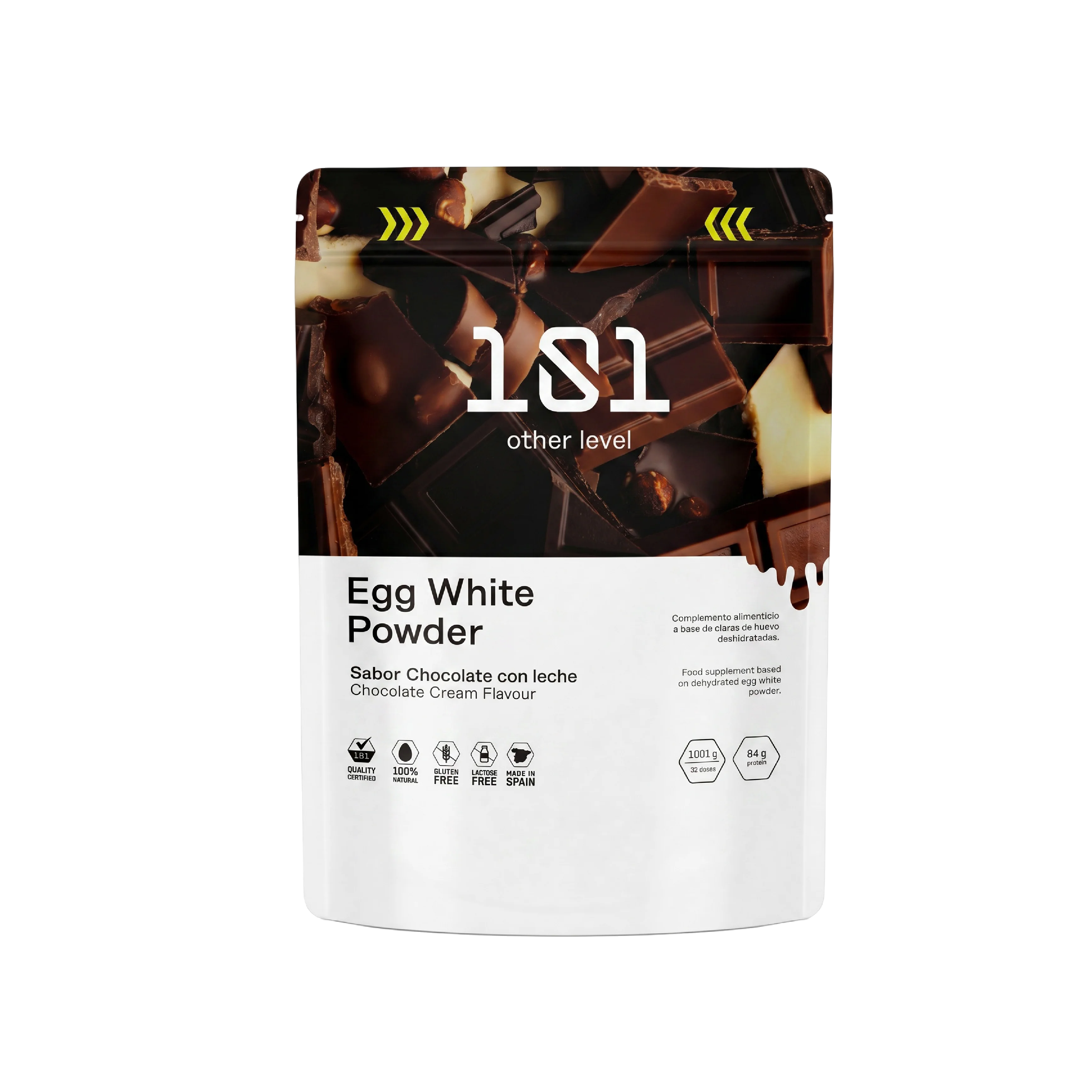 EGG WHITE PROTEIN POWDER 1001 g - sabor Chocolate + mini Shaker de regalo