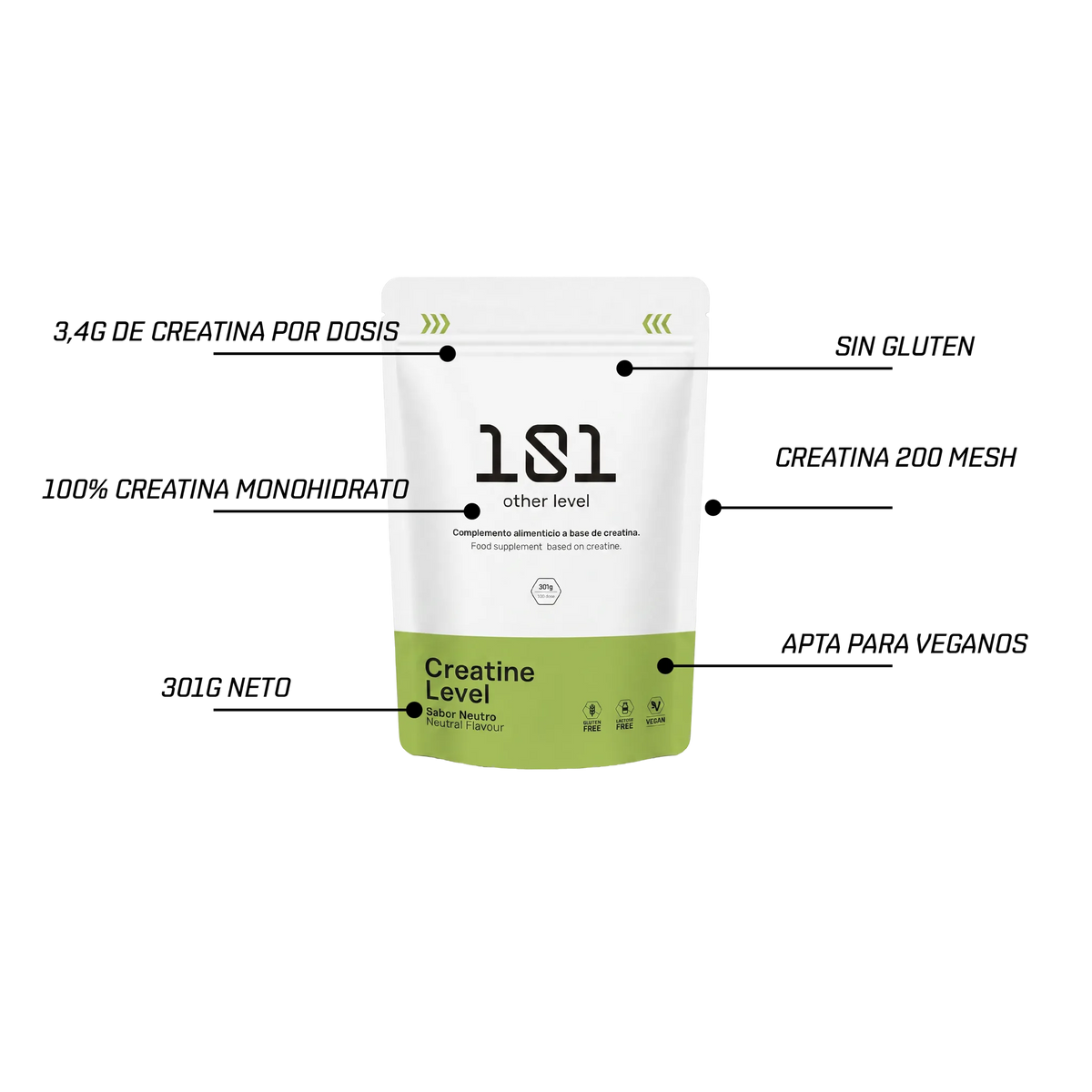 CREATINE LEVEL Monohidrato - 301 g - 101 Other Level