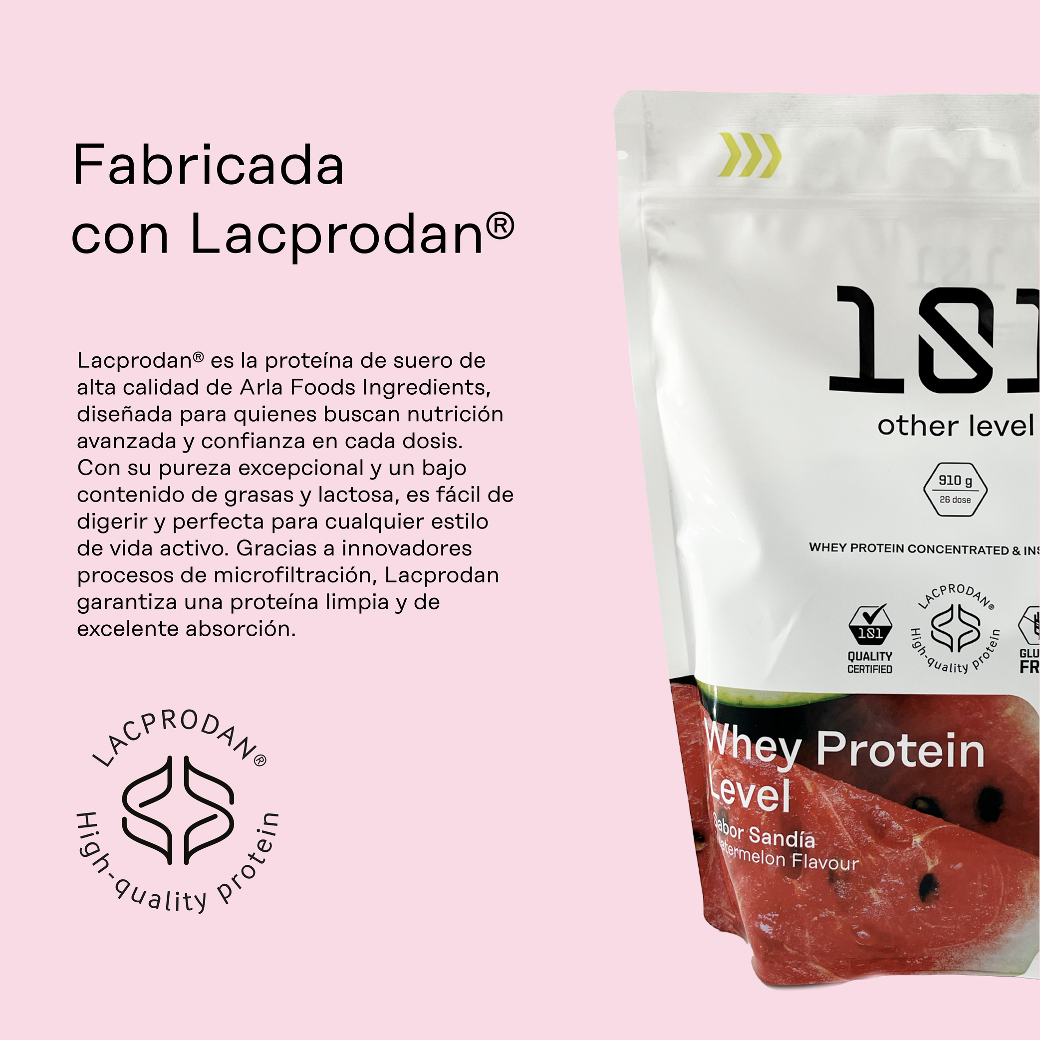 WHEY PROTEIN LEVEL LACPRODAN® 910 g - sabor Sandía + mini Shaker de regalo