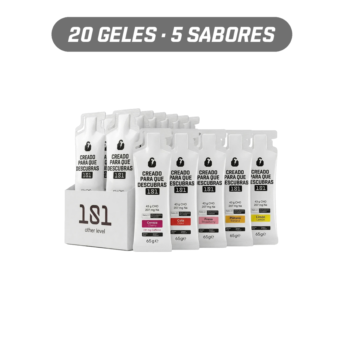 Pack degustación 20 geles energéticos UNLOCK surtidos - 101 Other Level