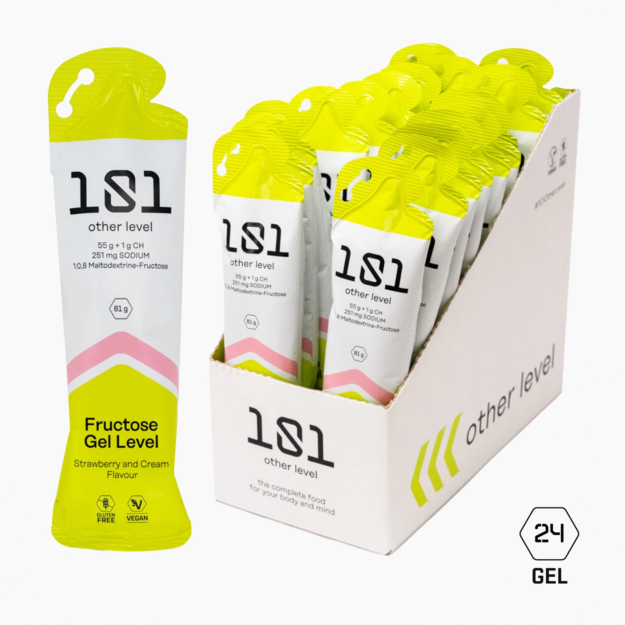 Pack 24 ud. FRUCTOSE GEL LEVEL - sabor Fresa y Nata 81 g