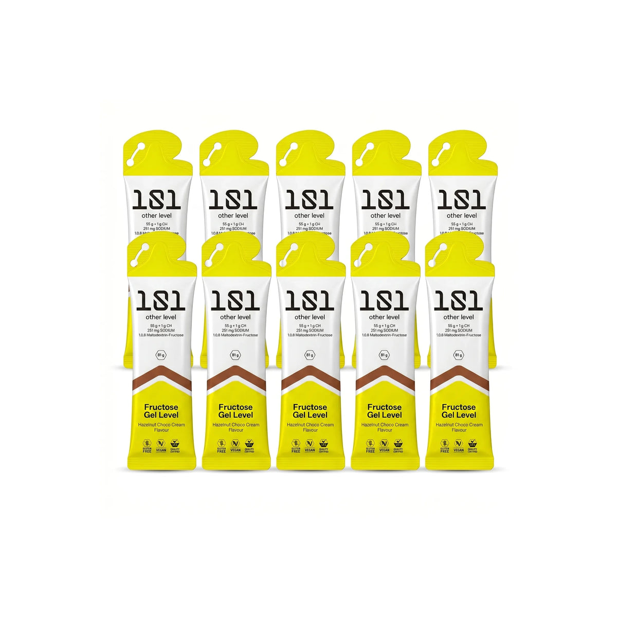 Pack 10 ud. FRUCTOSE GEL LEVEL - sabor Crema de Chocolate 81 g - 101 Other Level