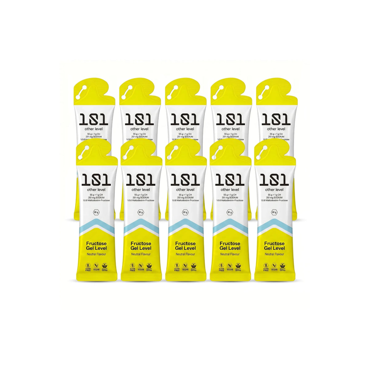 Pack 10 ud. FRUCTOSE GEL LEVEL - sabor Neutro 81 g - 101 Other Level