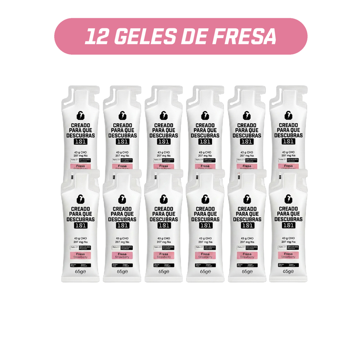 Pack 12 geles energéticos UNLOCK sabor Fresa 65 g - 101 Other Level