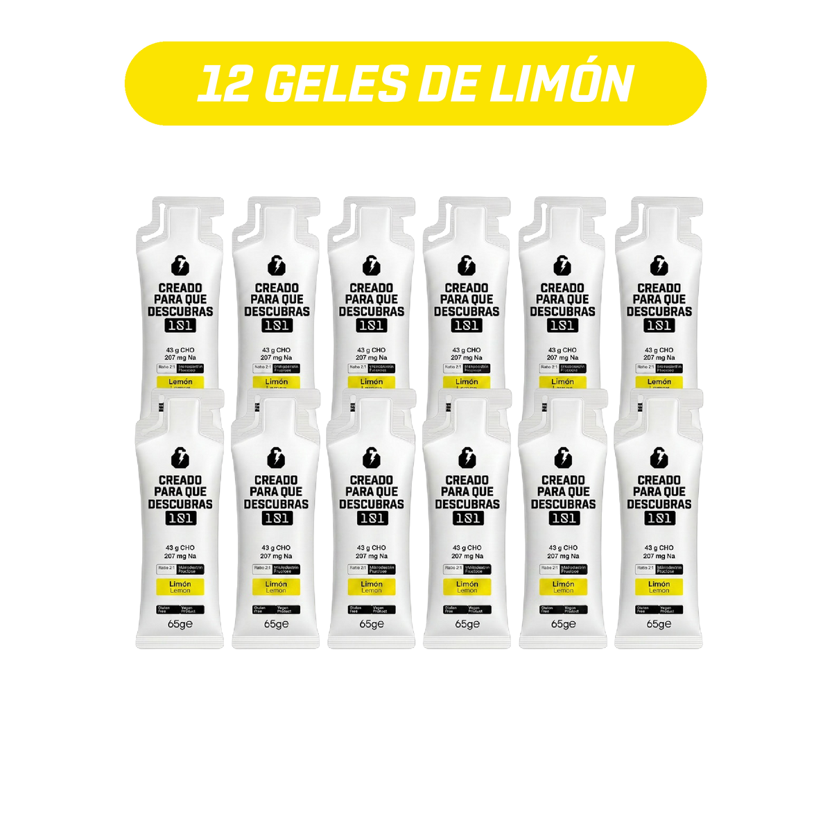 Pack 12 geles energéticos UNLOCK sabor Limón 65 g - 101 Other Level