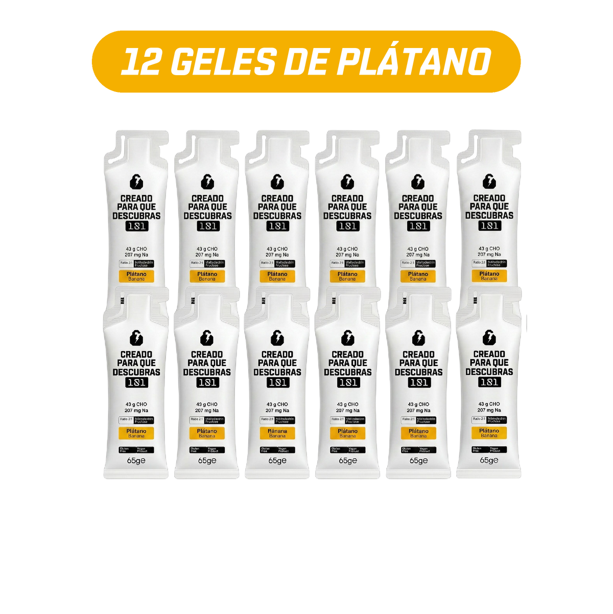 Pack 12 geles energéticos UNLOCK sabor Plátano 65 g - 101 Other Level