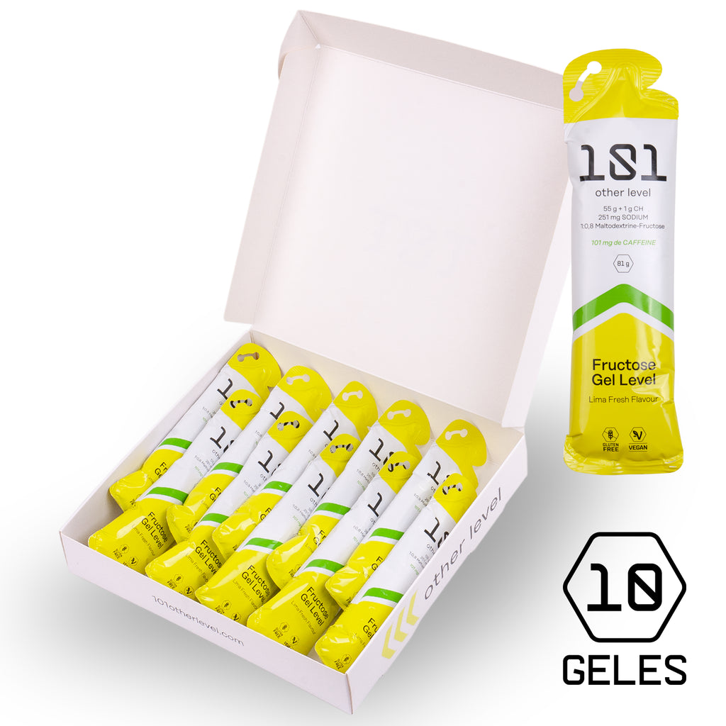 Pack 10 ud. FRUCTOSE GEL LEVEL con Cafeína - sabor Lima Fresh 81 g