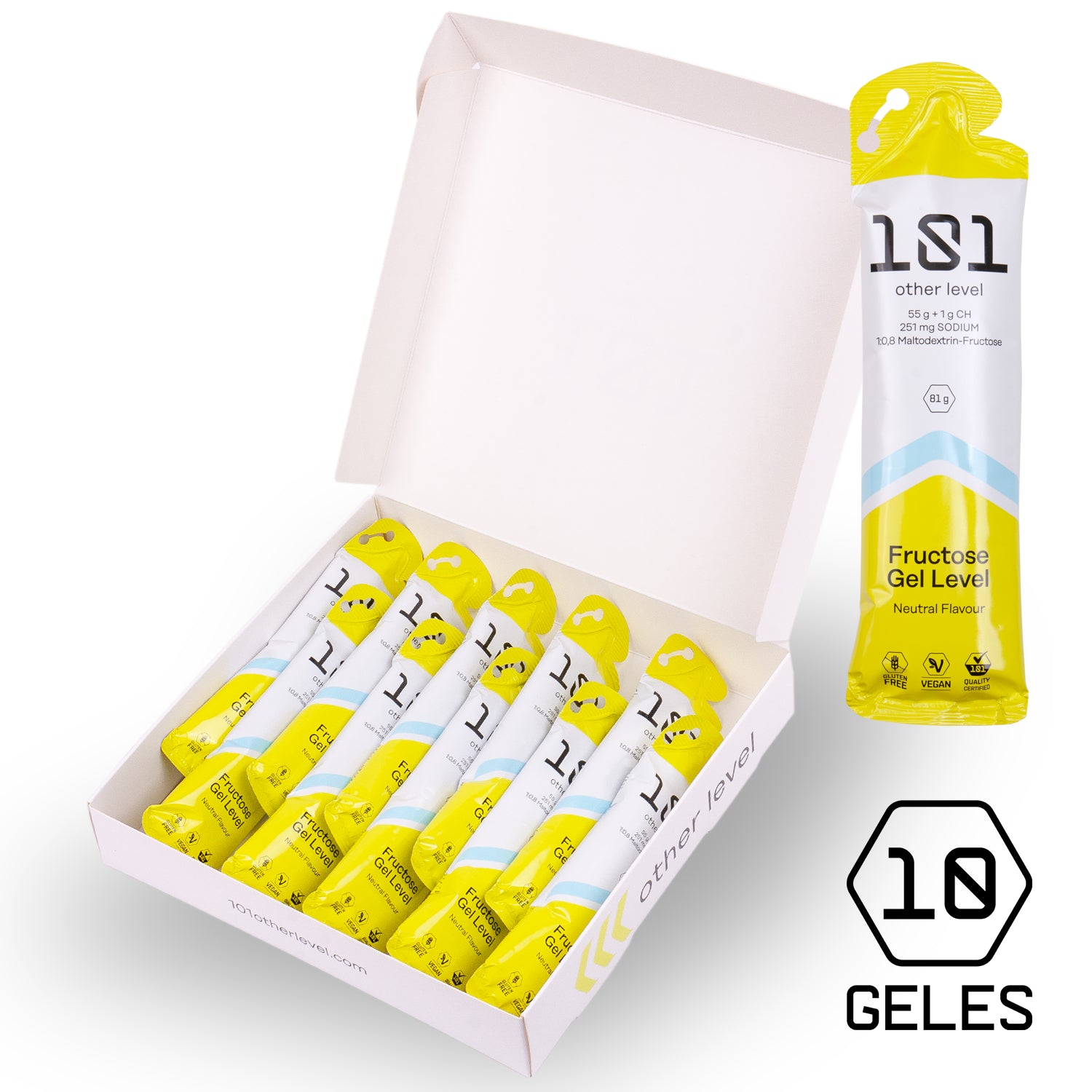 Pack 10 ud. FRUCTOSE GEL LEVEL - sabor Neutro 81 g