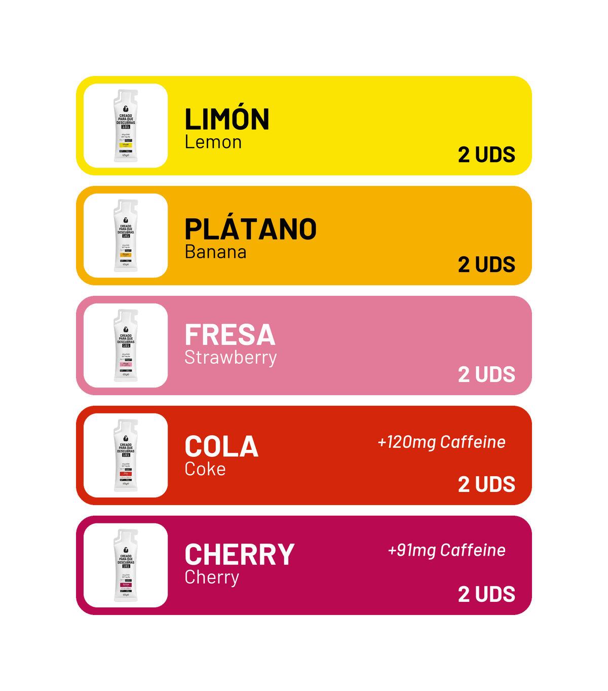 Pack degustación 10 geles energéticos UNLOCK surtidos - 101 Other Level