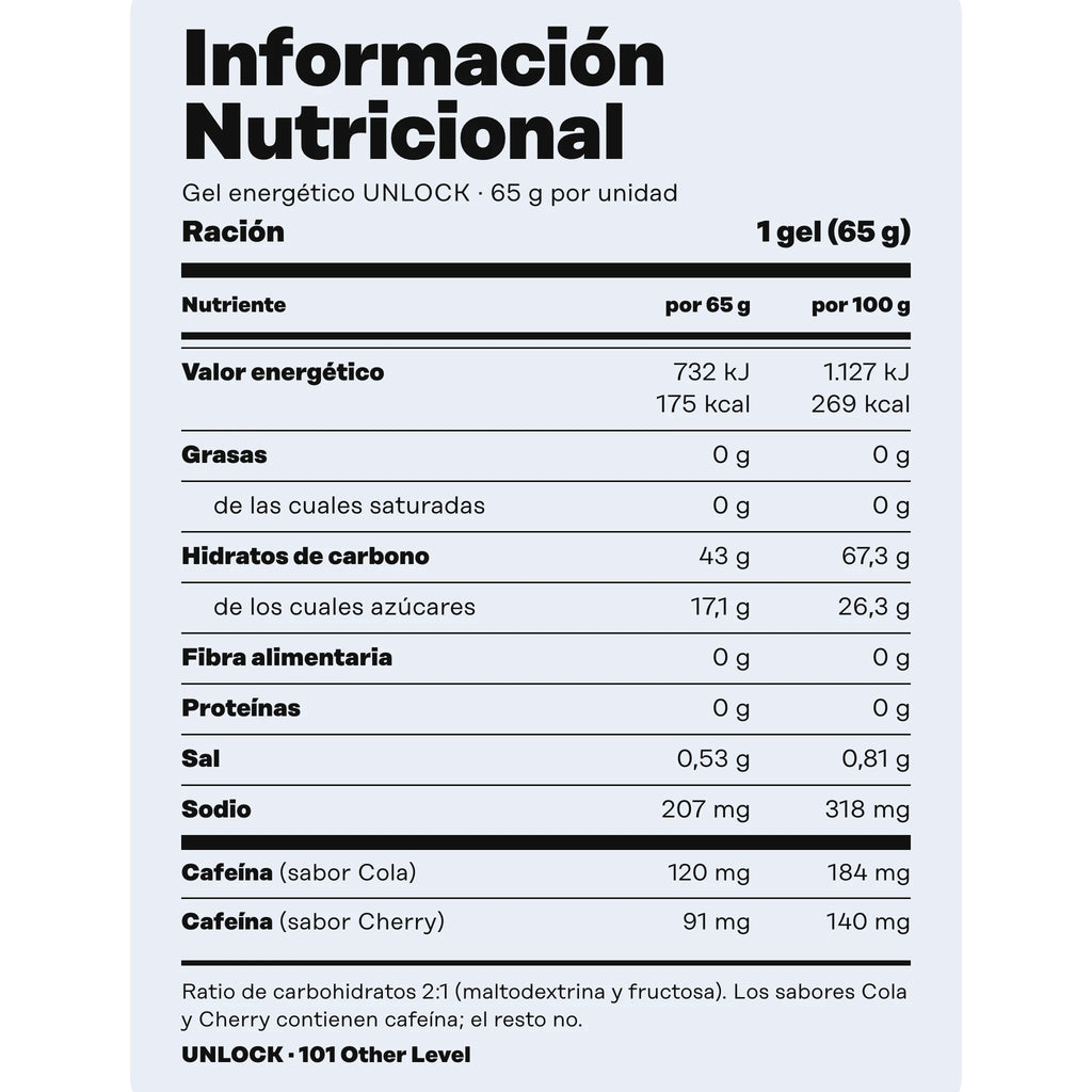 UNLOCK - Información nutricional