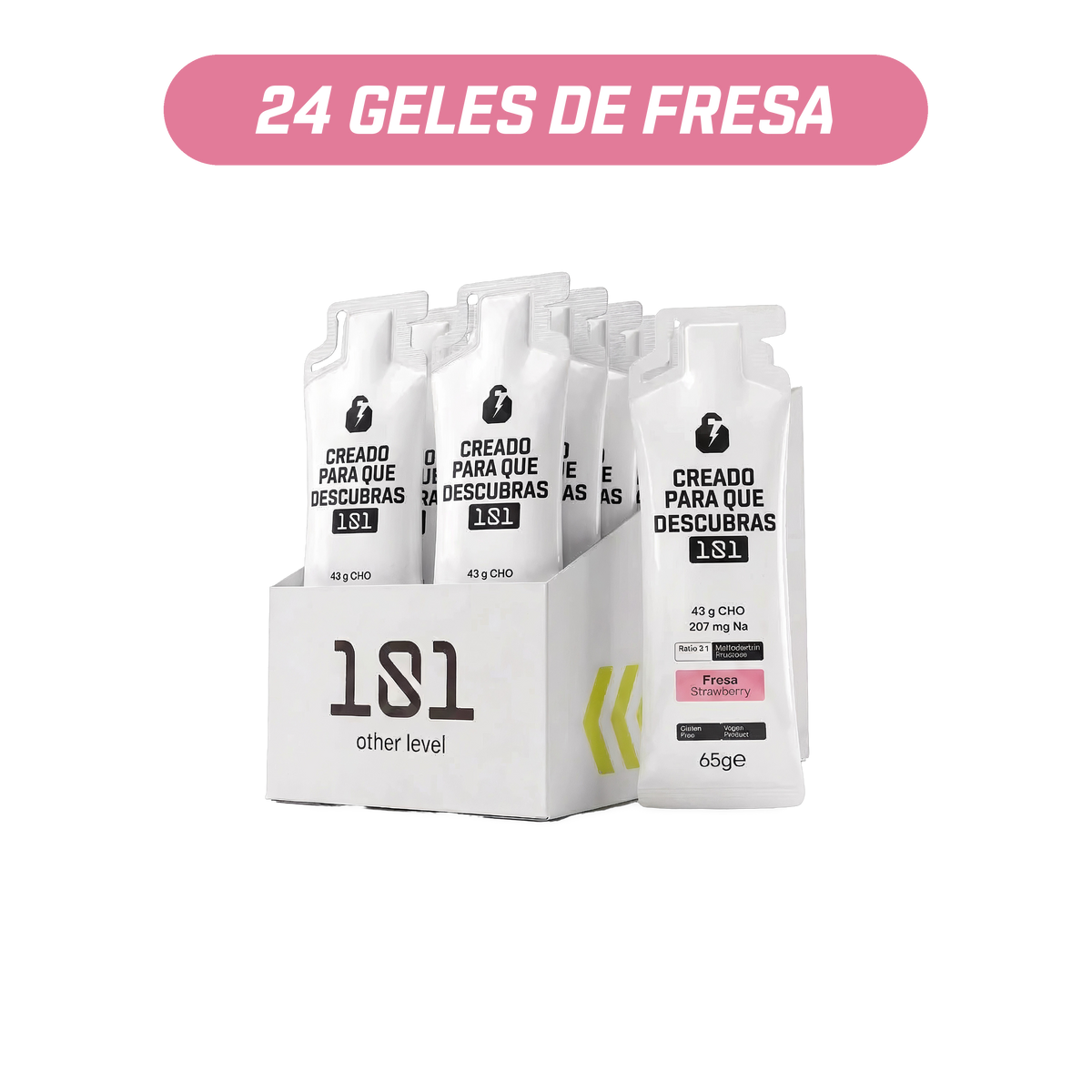 Pack 24 geles energéticos UNLOCK sabor Fresa 65 g - 101 Other Level