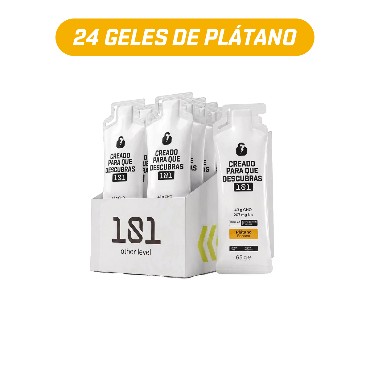 Pack 24 geles energéticos UNLOCK sabor Plátano 65 g - 101 Other Level