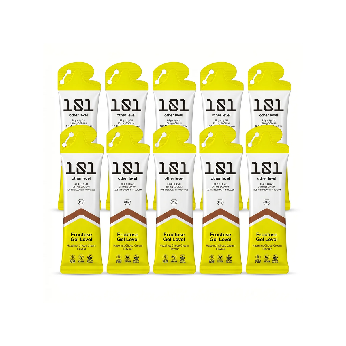 Pack 10 ud. FRUCTOSE GEL LEVEL - sabor Crema de Chocolate 81 g - 101 Other Level