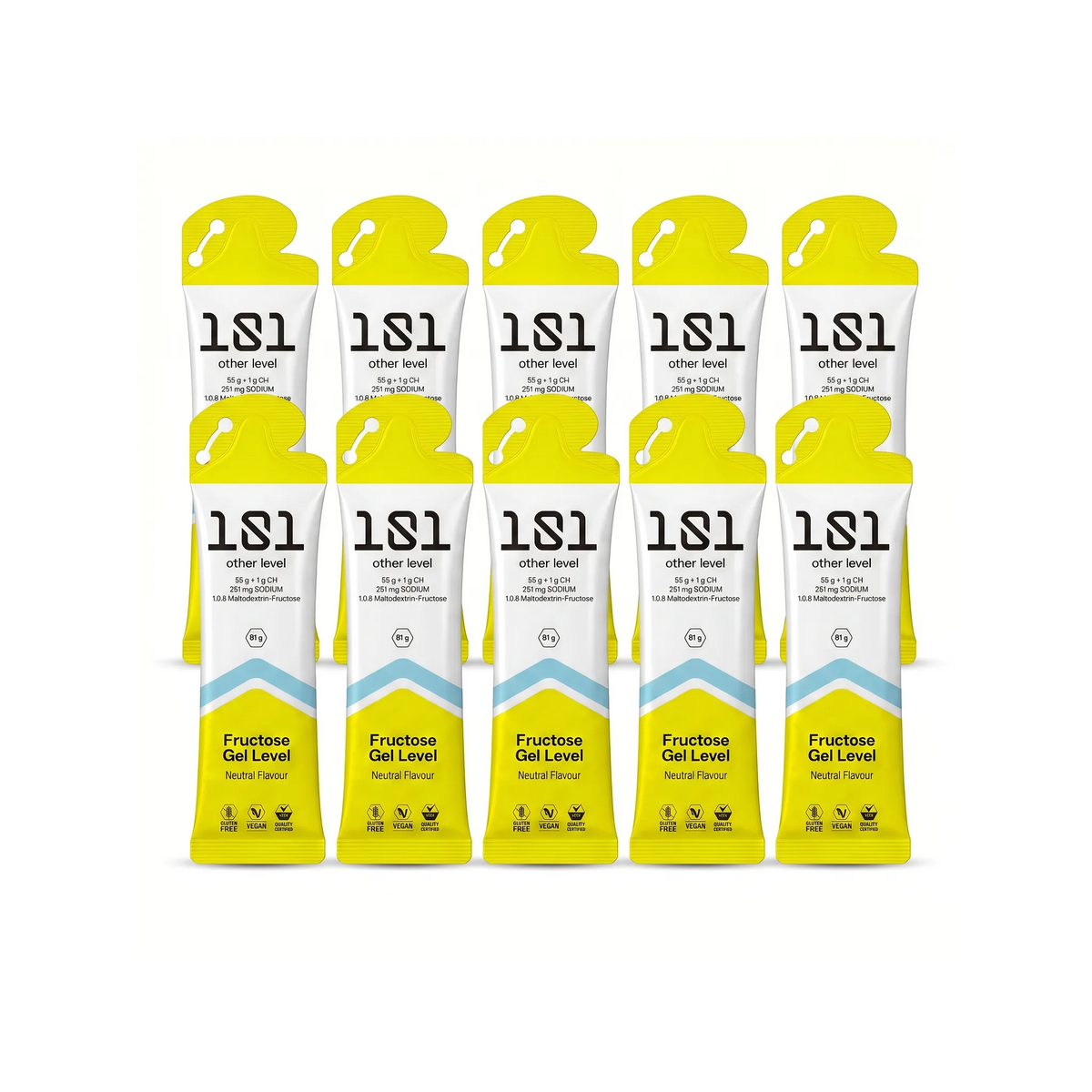Pack 10 ud. FRUCTOSE GEL LEVEL - sabor Neutro 81 g - 101 Other Level