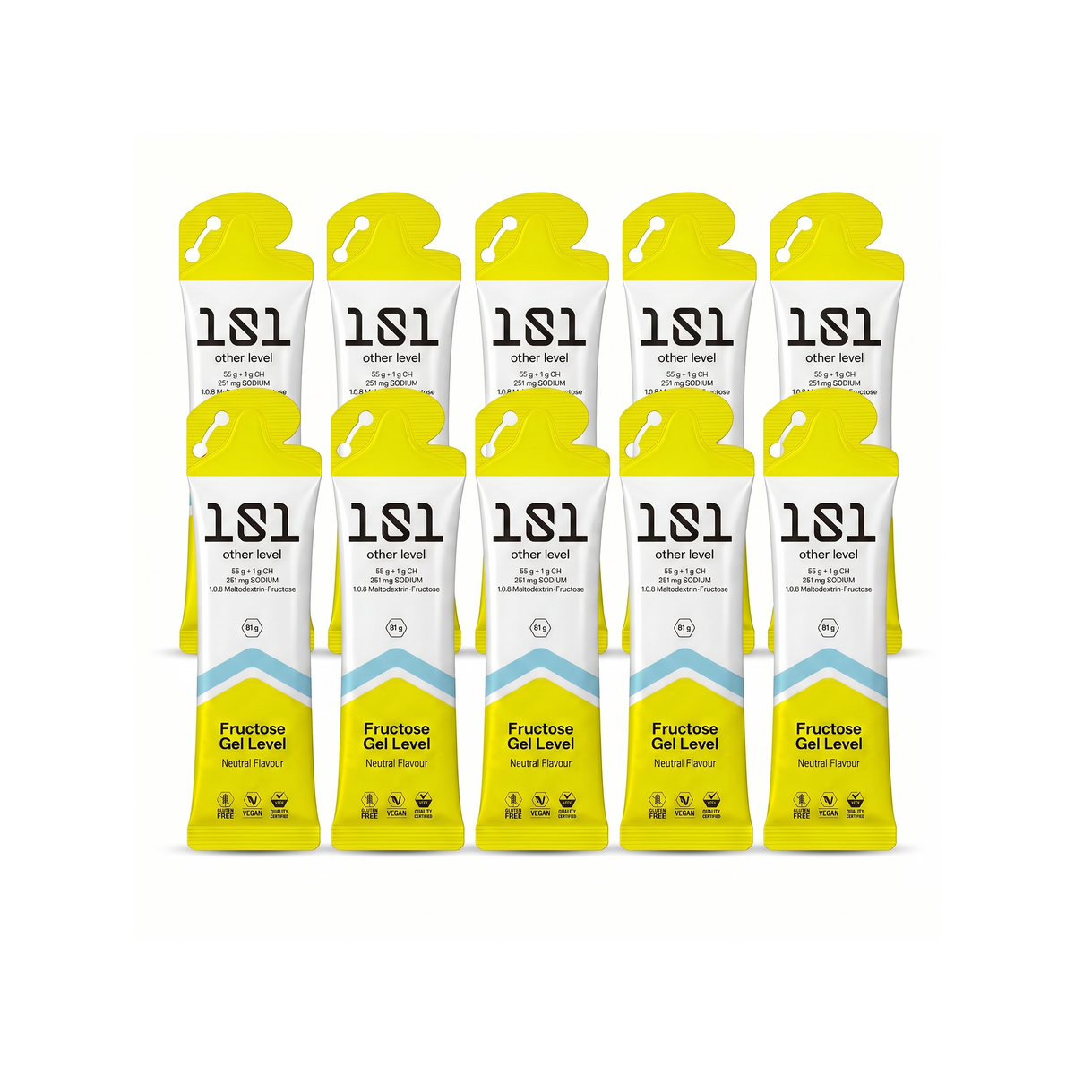 Pack 10 ud. FRUCTOSE GEL LEVEL - sabor Neutro 81 g - 101 Other Level