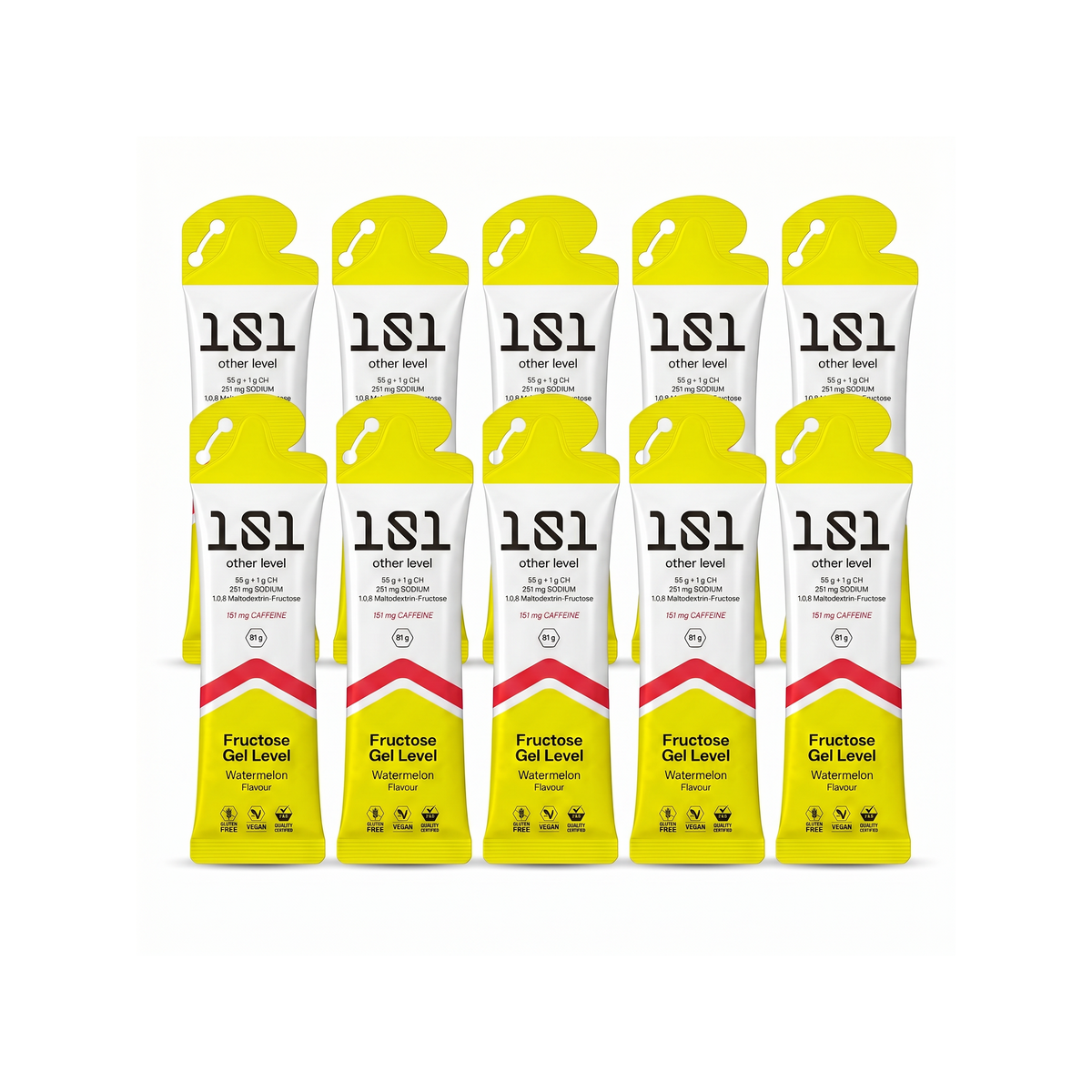 Pack 10 ud. FRUCTOSE GEL LEVEL con Cafeína - sabor Sandía 81 g en 101 Other Level