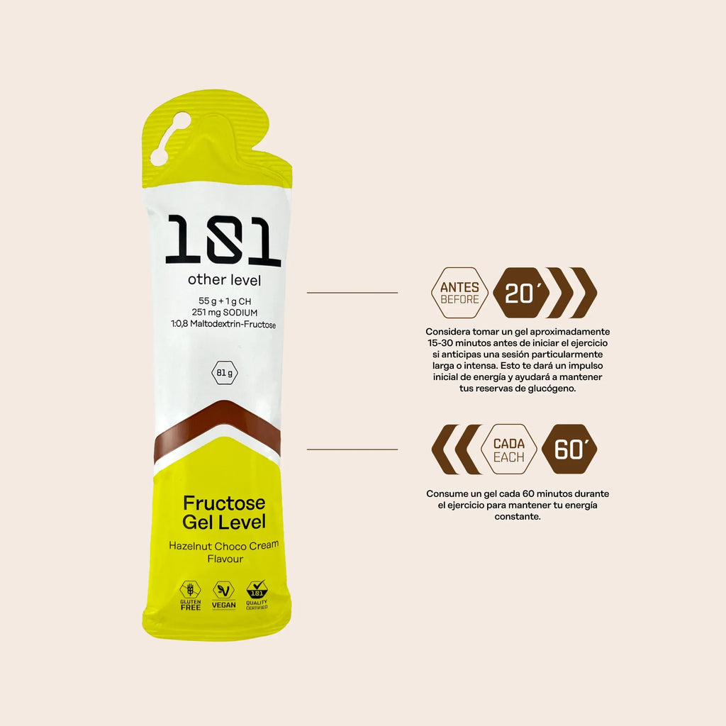 Pack 24 ud. FRUCTOSE GEL LEVEL - sabor Crema de Chocolate 81 g - 101 Other Level