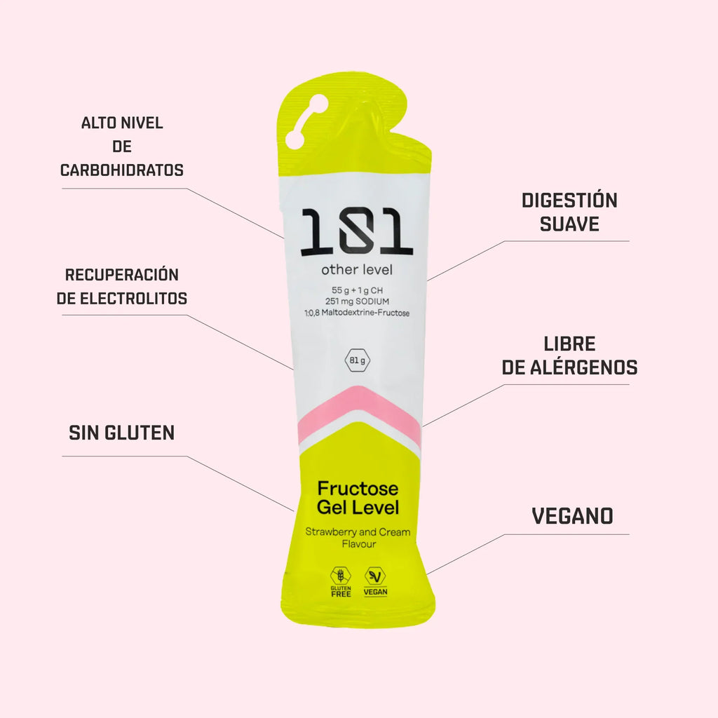 Pack 10 ud. FRUCTOSE GEL LEVEL - sabor Fresa y Nata 81 g - 101 Other Level