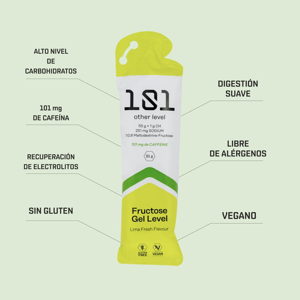 FRUCTOSE GEL LEVEL con Cafeína - sabor Lima Fresh 81 g - 101 Other Level