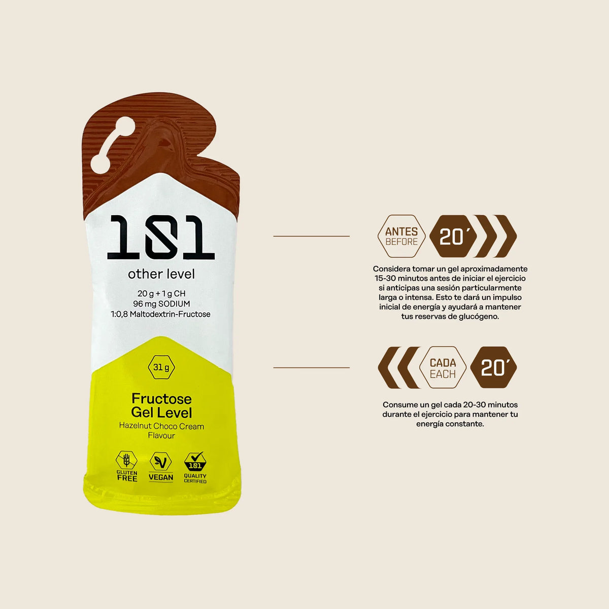 FRUCTOSE GEL LEVEL - sabor Crema de Chocolate 31 g - 101 Other Level