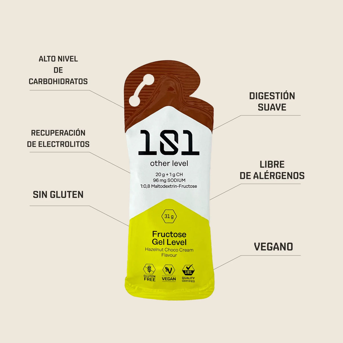 FRUCTOSE GEL LEVEL - sabor Crema de Chocolate 31 g - 101 Other Level