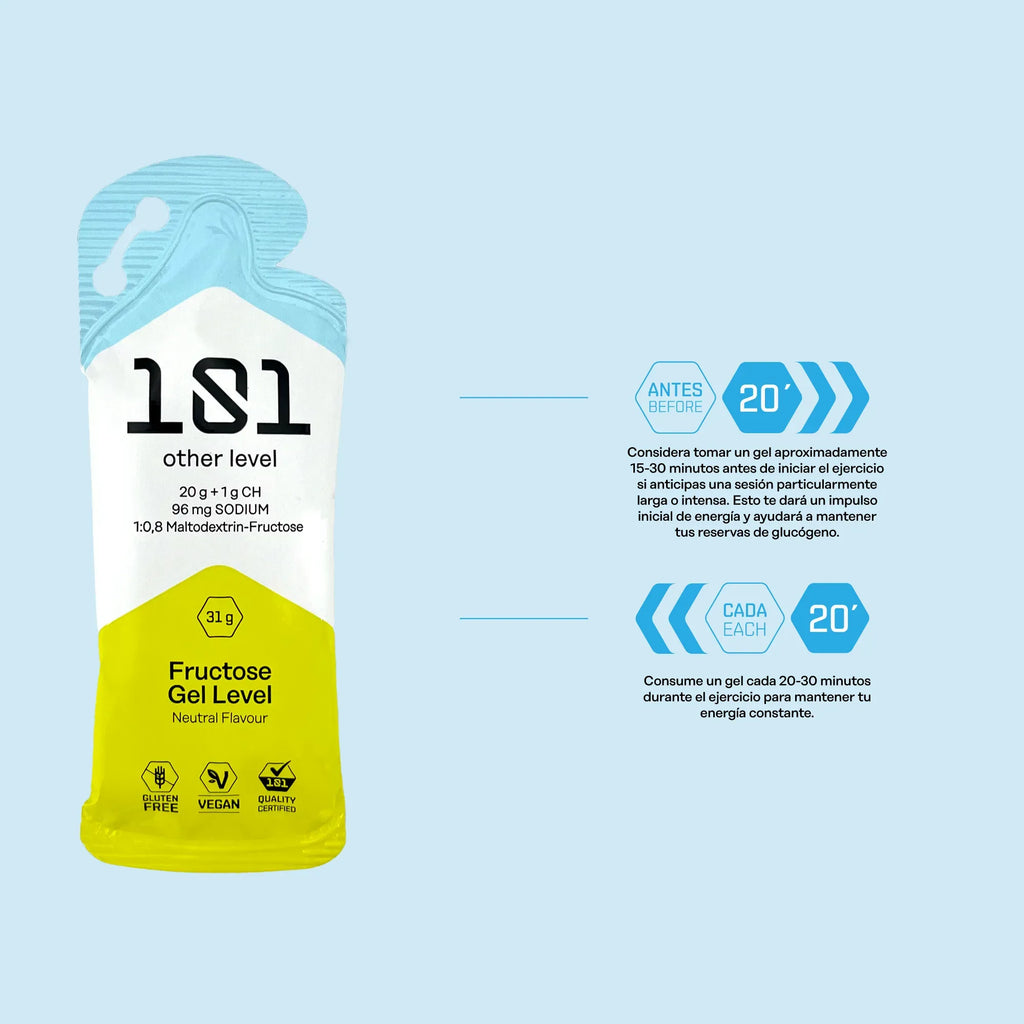 Pack 24 ud. FRUCTOSE GEL LEVEL - sabor Neutro 31 g - 101 Other Level