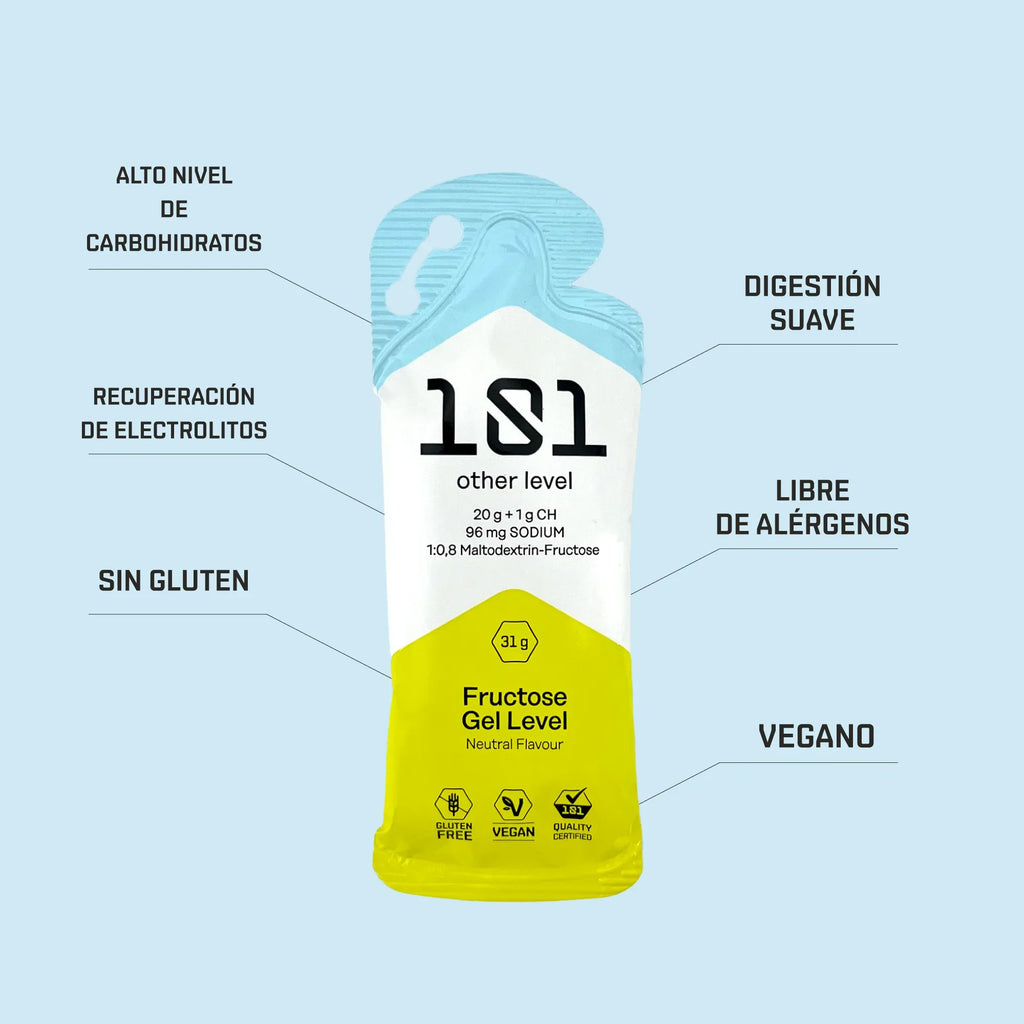 Pack 24 ud. FRUCTOSE GEL LEVEL - sabor Neutro 31 g - 101 Other Level