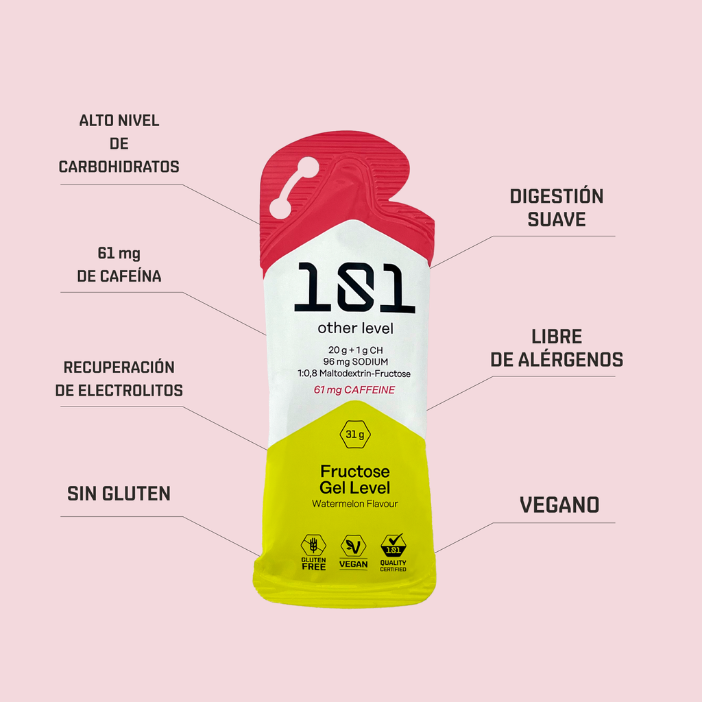 Pack 24 ud. FRUCTOSE GEL LEVEL con Cafeína - sabor Sandía 31 g