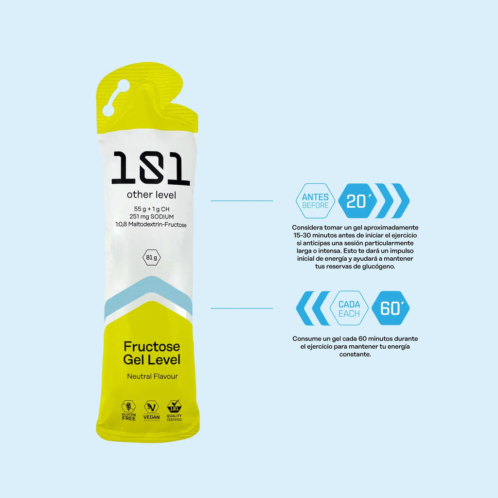 Pack 24 ud. FRUCTOSE GEL LEVEL - sabor Neutro 81 g - 101 Other Level