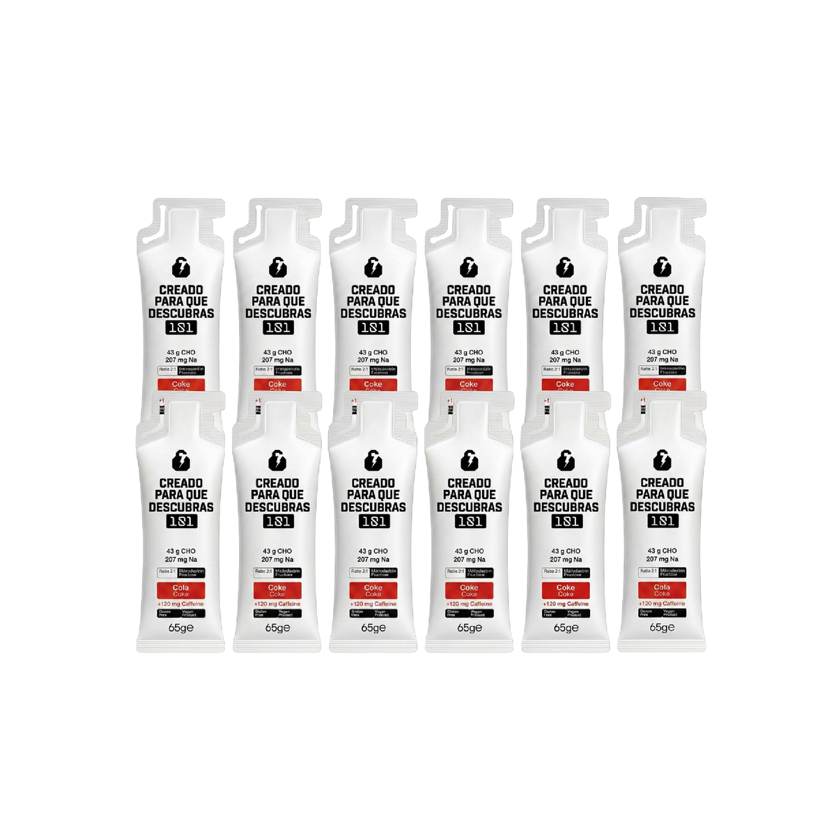 Pack 12 geles energéticos UNLOCK sabor Cola con cafeína 65 g - 101 Other Level
