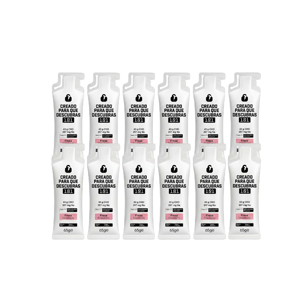 Pack 12 geles energéticos UNLOCK sabor Fresa 65 g - 101 Other Level