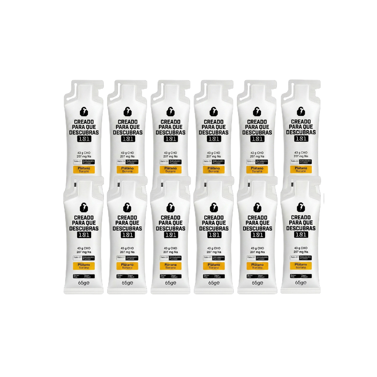 Pack 12 geles energéticos UNLOCK sabor Plátano 65 g - 101 Other Level