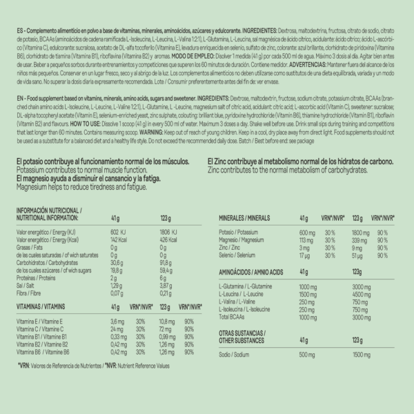 Isotónico de lima etiqueta nutricional