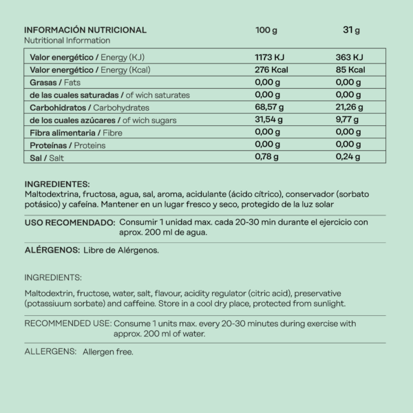 gel fructosa lima 31gr etiquetado