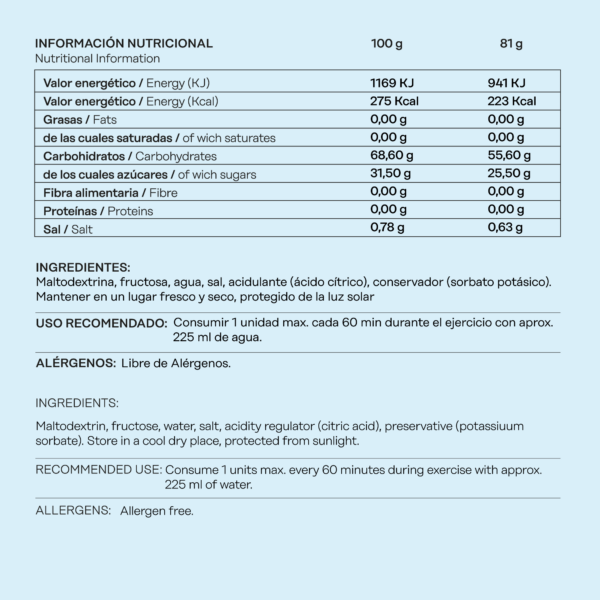 gel neutro 81gr etiqueta nutricional